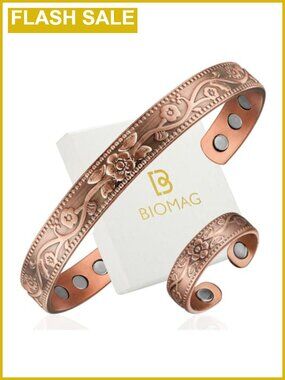 Pure Copper Magnetic Bracelet Ring Set Hypoallergenic Garden Gift